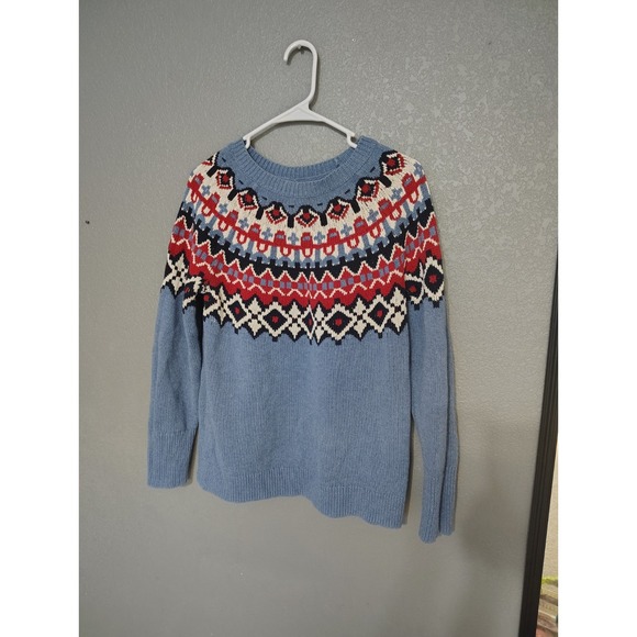 CHAPS Women's Cotton Pullover Sweater Fair Isle Geometric Multicolor Sz M - Picture 1 of 7